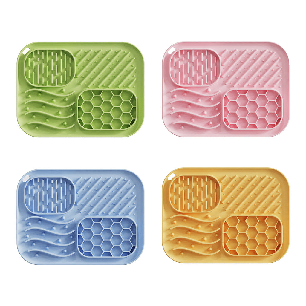 4-Zone Calming Lick Mat for Dogs & Cats – Anxiety Relief Slow Feeder Pad (Food-Grade Silicone)