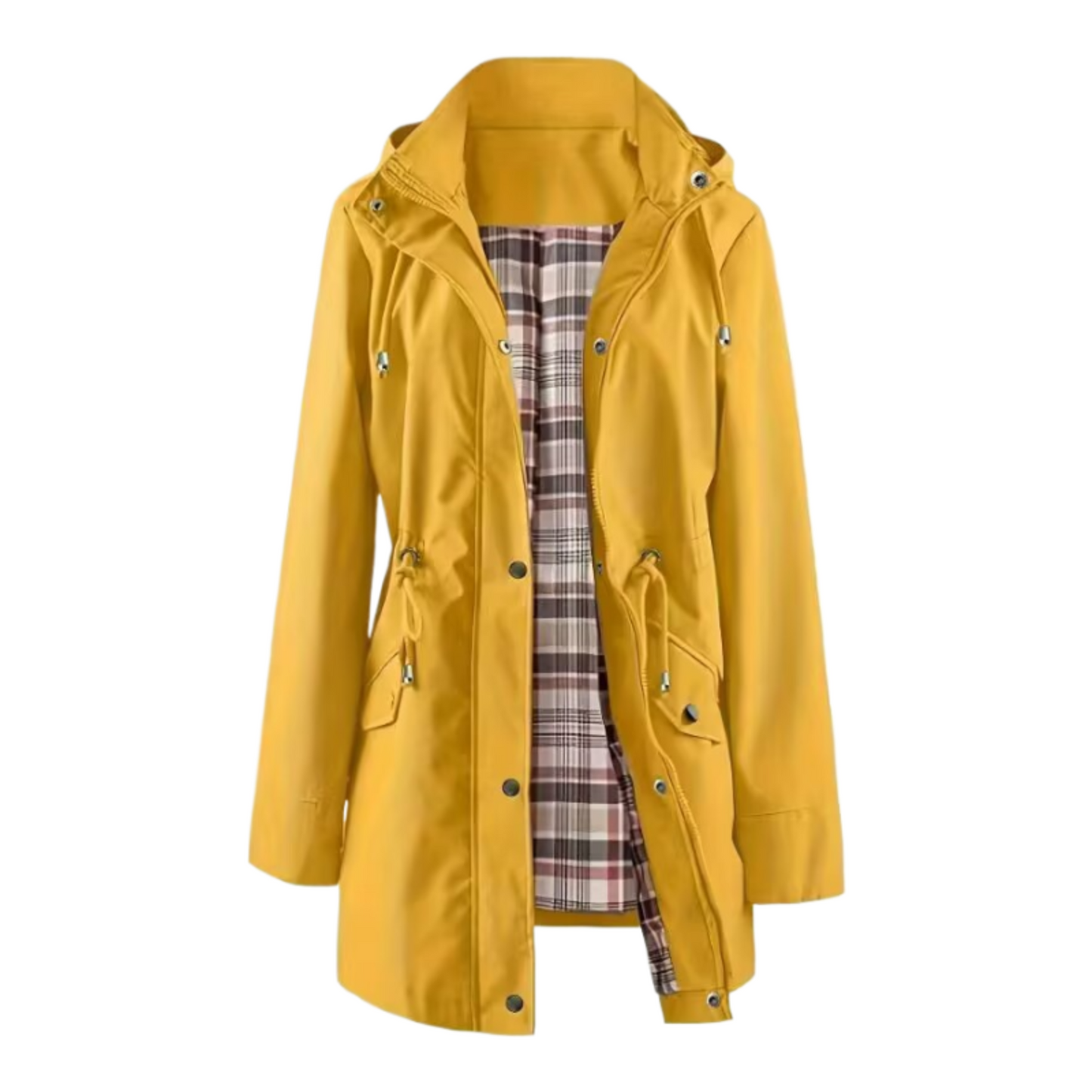 Women’s Plus Size Lightweight Hooded Windbreaker - Adjustable Waist & Zipper Pockets (All-Weather)