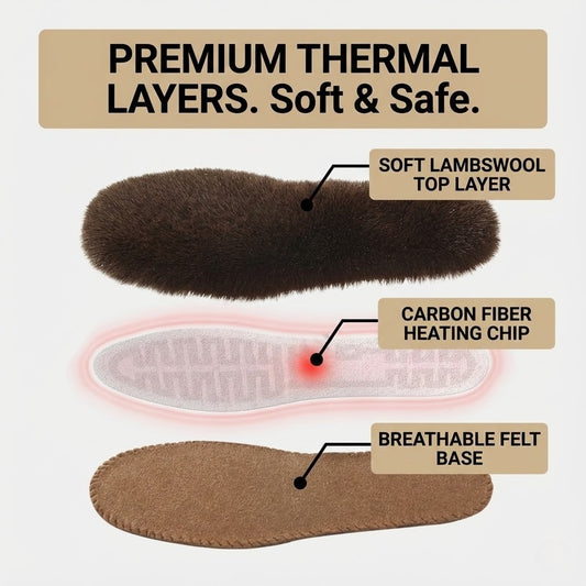 Cozy Sherpa Heated Insoles - USB Electric Foot Warmers - Fluffy Faux Fur Boot Liners