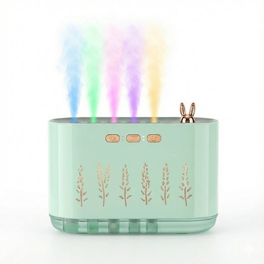 5-Nozzle Desktop Humidifier & Aromatherapy Diffuser - Ultra-Quiet Mist Maker with Rhythmic LED Lights (Relieves Dry Skin & Sinuses)