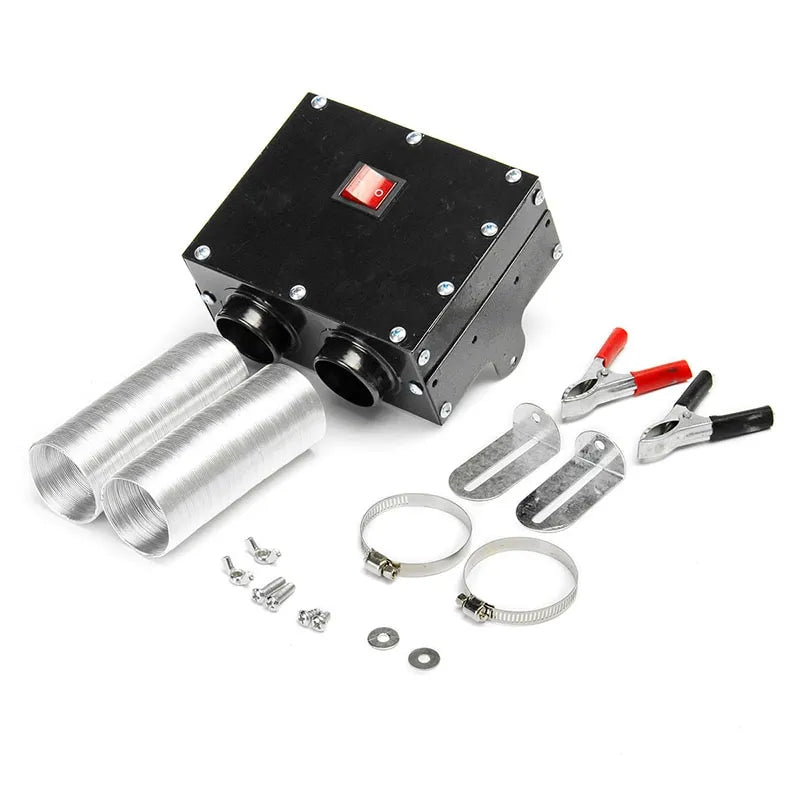 Heavy-Duty Metal 12V Car Heater & Defroster - Industrial Furnace with Extension Hoses (2-Hole or 4-Hole Edition)