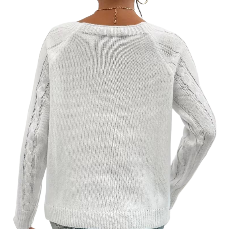 The Cozy Chic Cable Knit – Square Neck Lantern Sleeve Sweater (Rich Texture & Button Detail)