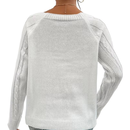 The Cozy Chic Cable Knit – Square Neck Lantern Sleeve Sweater (Rich Texture & Button Detail)