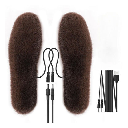 Cozy Sherpa Heated Insoles - USB Electric Foot Warmers - Fluffy Faux Fur Boot Liners