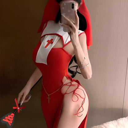 Nun-Inspired High Slit Lingerie Costume