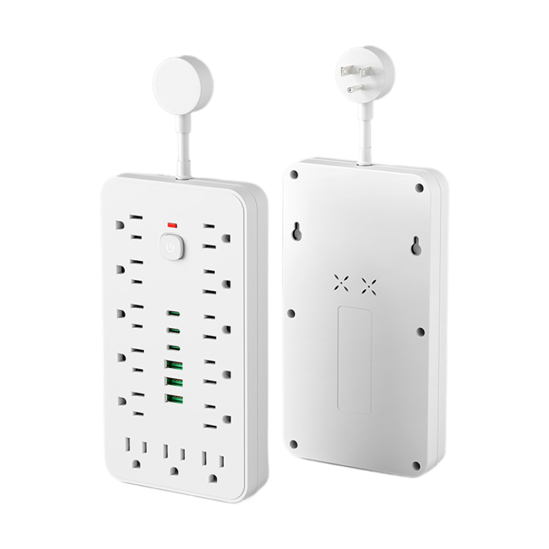 19-in-1 Power Strip Tower – 13 AC Outlets + 6 USB Ports (3 USB-C) – Ultra-Thin Flat Plug Desktop Charging Station