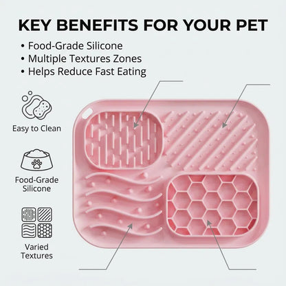 4-Zone Calming Lick Mat for Dogs & Cats – Anxiety Relief Slow Feeder Pad (Food-Grade Silicone)