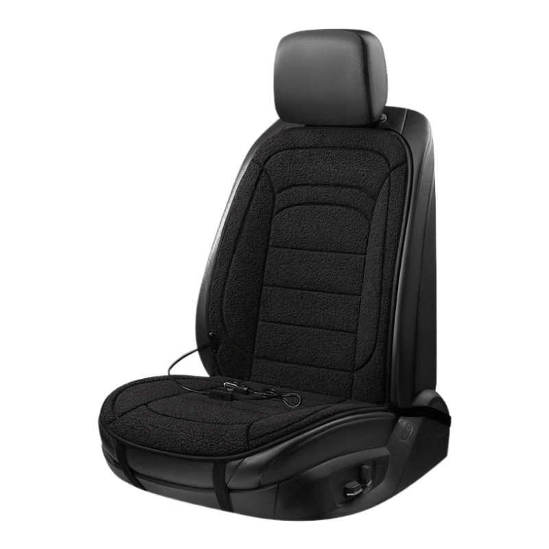 Premium Sherpa Heated Car Seat Cushion - 12V Fast Heating Pad - Winter Warmer Cover for Front Seat (Fits Sedan SUV Truck)