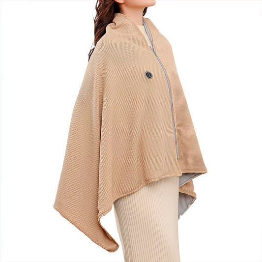 Electric Heated Shawl & Wearable Blanket - USB Powered Cordless Poncho with 3 Heat Settings - Soft Knitted Fabric (Machine Washable)