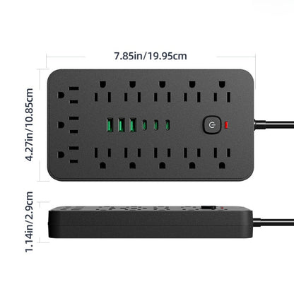 19-in-1 Power Strip Tower – 13 AC Outlets + 6 USB Ports (3 USB-C) – Ultra-Thin Flat Plug Desktop Charging Station