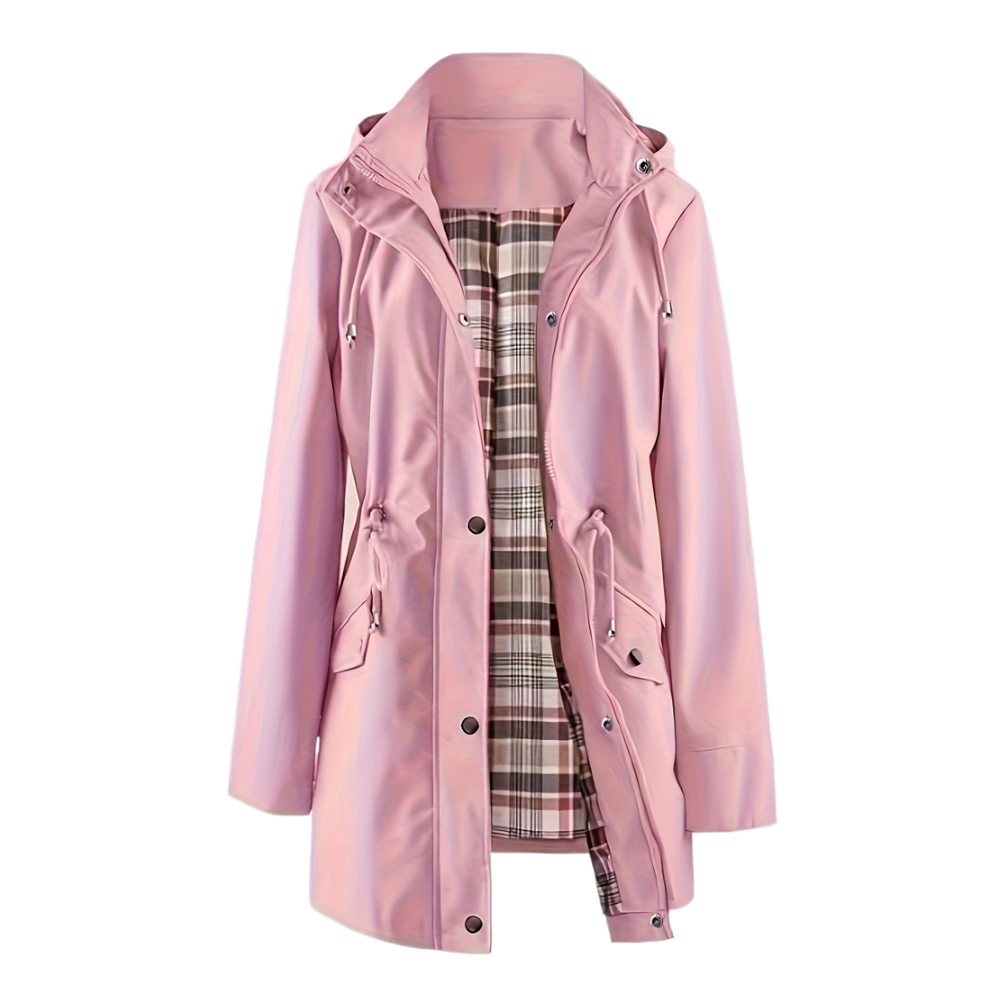 Women’s Plus Size Lightweight Hooded Windbreaker - Adjustable Waist & Zipper Pockets (All-Weather)