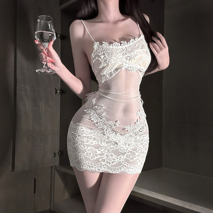 Floral Vine Lace Mesh Chemise