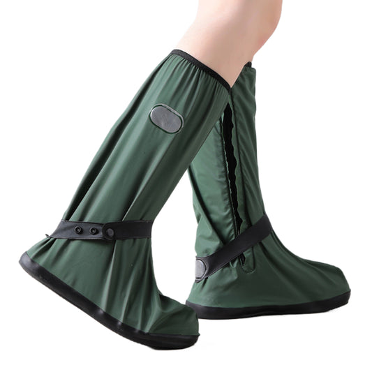 Rugged High-Top Waterproof Shoe Covers - Heavy Duty Reusable Rain Boot Protectors with Non-Slip Sole & Reflective Strip
