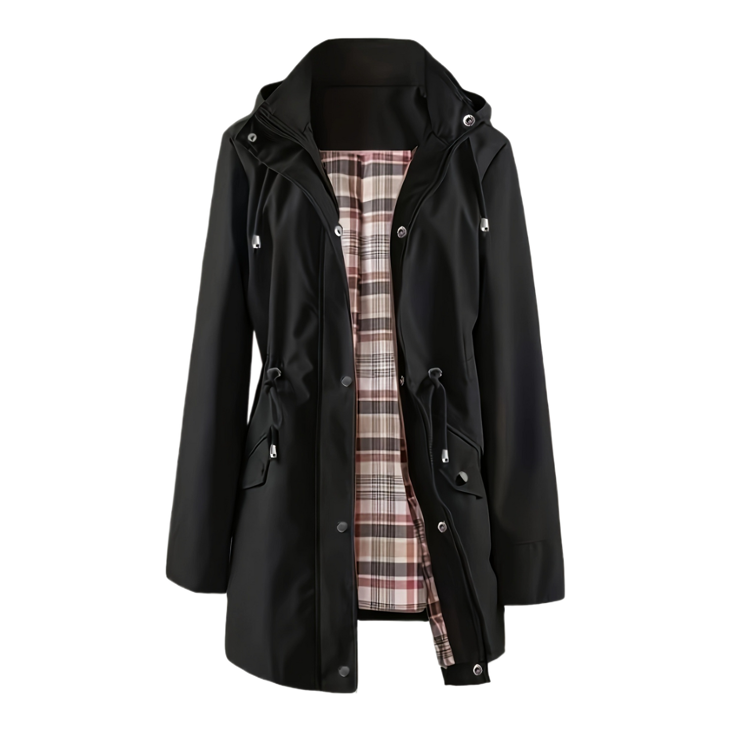 Women’s Plus Size Lightweight Hooded Windbreaker - Adjustable Waist & Zipper Pockets (All-Weather)