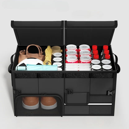 Collapsible Car Trunk Organizer with Lid – 60L Large Capacity Storage Box with Shoe Pocket (Waterproof Oxford Cloth)