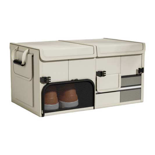 Collapsible Car Trunk Organizer with Lid – 60L Large Capacity Storage Box with Shoe Pocket (Waterproof Oxford Cloth)