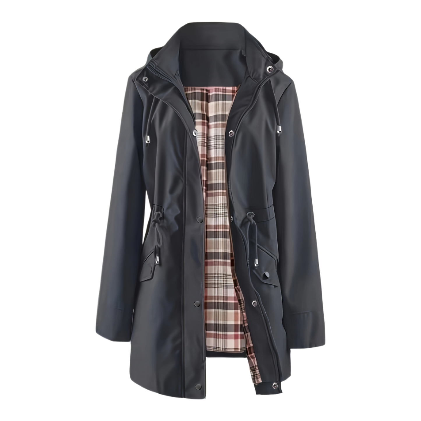 Women’s Plus Size Lightweight Hooded Windbreaker - Adjustable Waist & Zipper Pockets (All-Weather)