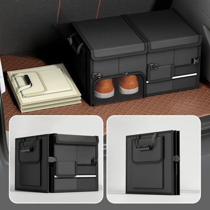 Collapsible Car Trunk Organizer with Lid – 60L Large Capacity Storage Box with Shoe Pocket (Waterproof Oxford Cloth)