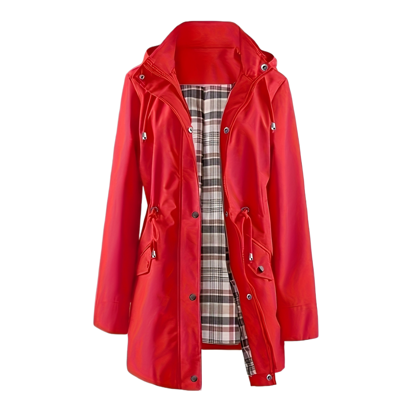 Women’s Plus Size Lightweight Hooded Windbreaker - Adjustable Waist & Zipper Pockets (All-Weather)