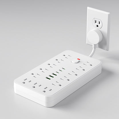 19-in-1 Power Strip Tower – 13 AC Outlets + 6 USB Ports (3 USB-C) – Ultra-Thin Flat Plug Desktop Charging Station