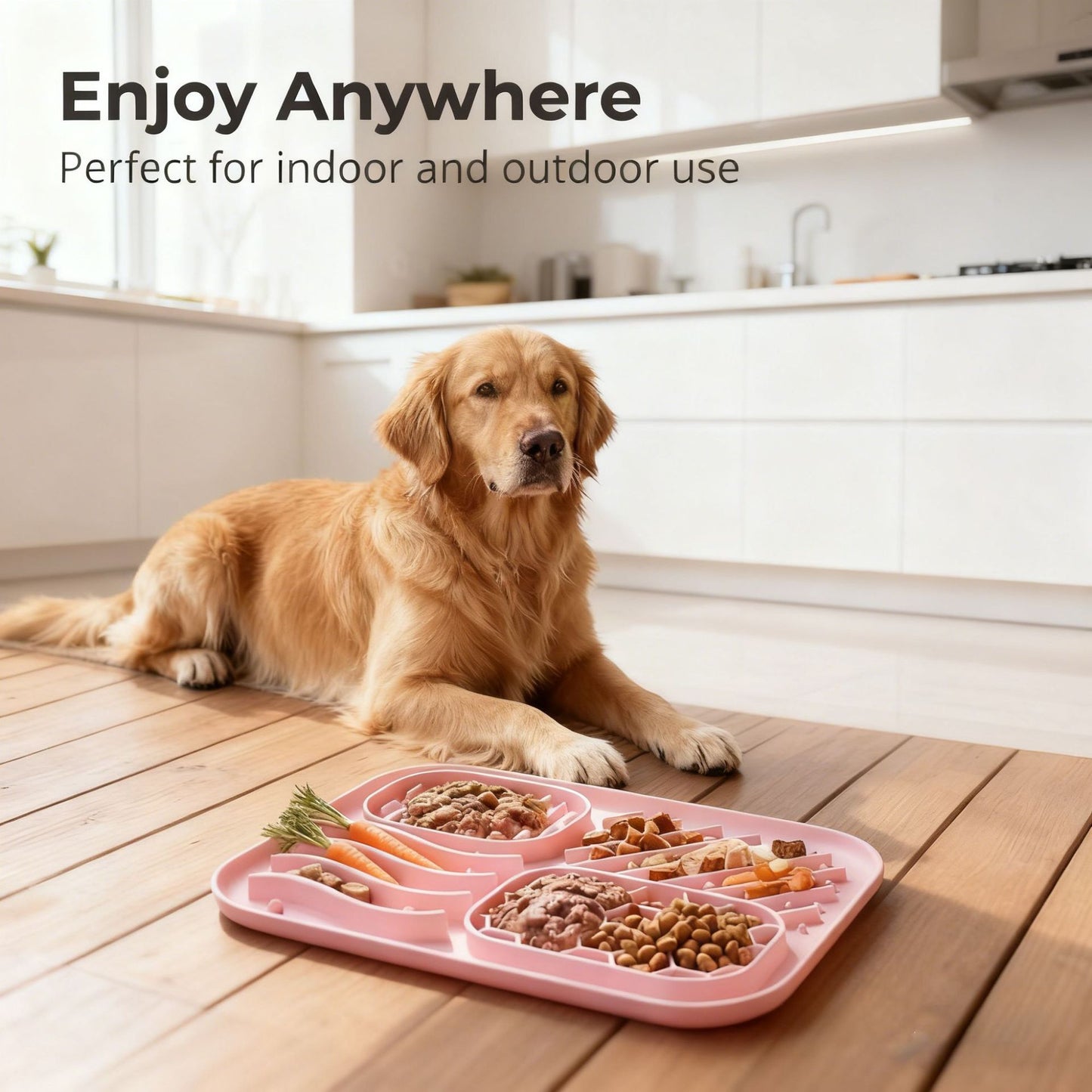 4-Zone Calming Lick Mat for Dogs & Cats – Anxiety Relief Slow Feeder Pad (Food-Grade Silicone)
