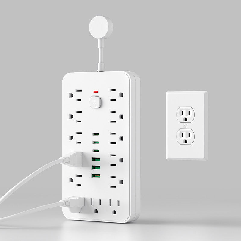 19-in-1 Power Strip Tower – 13 AC Outlets + 6 USB Ports (3 USB-C) – Ultra-Thin Flat Plug Desktop Charging Station