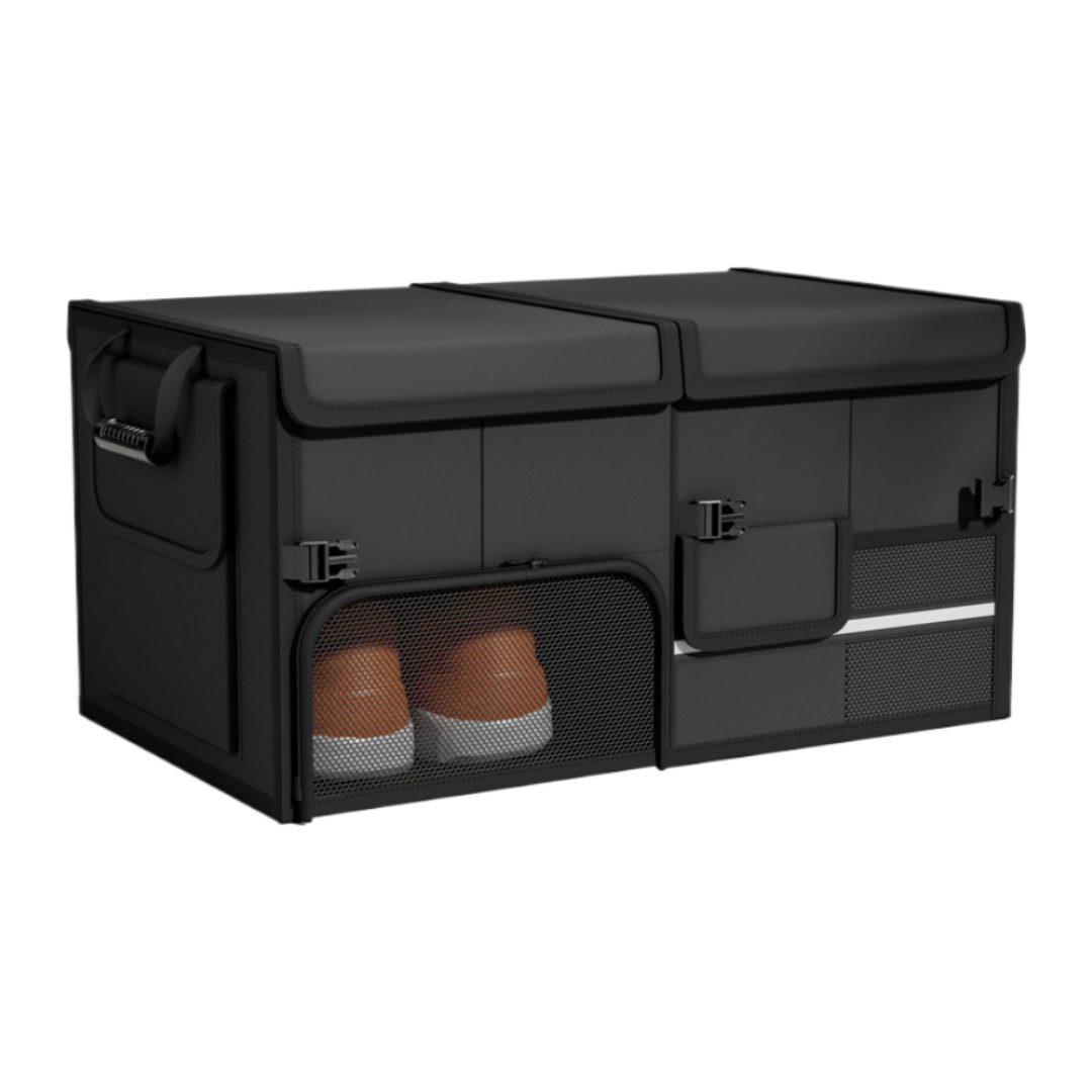 Collapsible Car Trunk Organizer with Lid – 60L Large Capacity Storage Box with Shoe Pocket (Waterproof Oxford Cloth)
