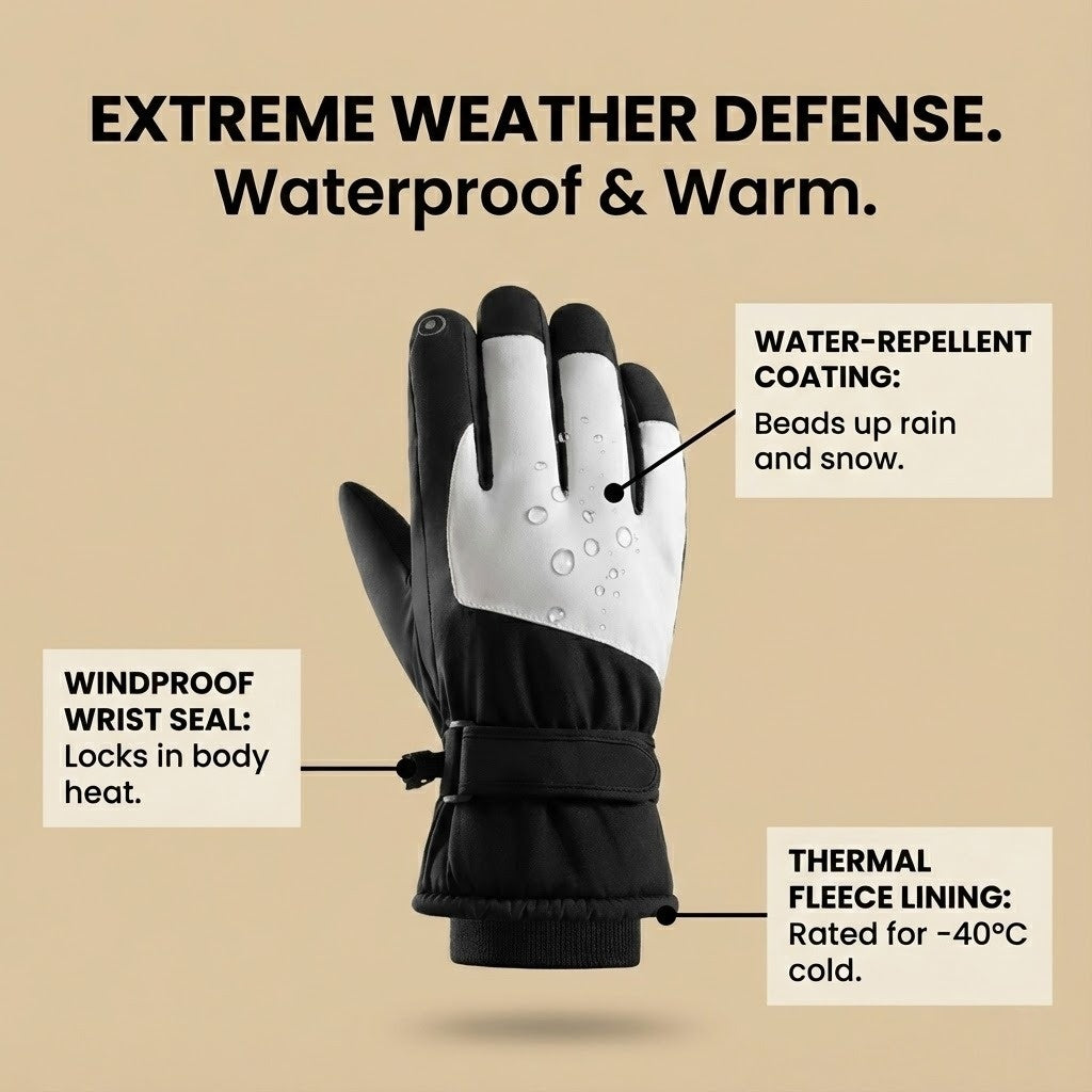 Heavy-Duty Thermal Waterproof Gloves - Touchscreen Compatible & Non-Slip Grip (-40°C Winter Protection)
