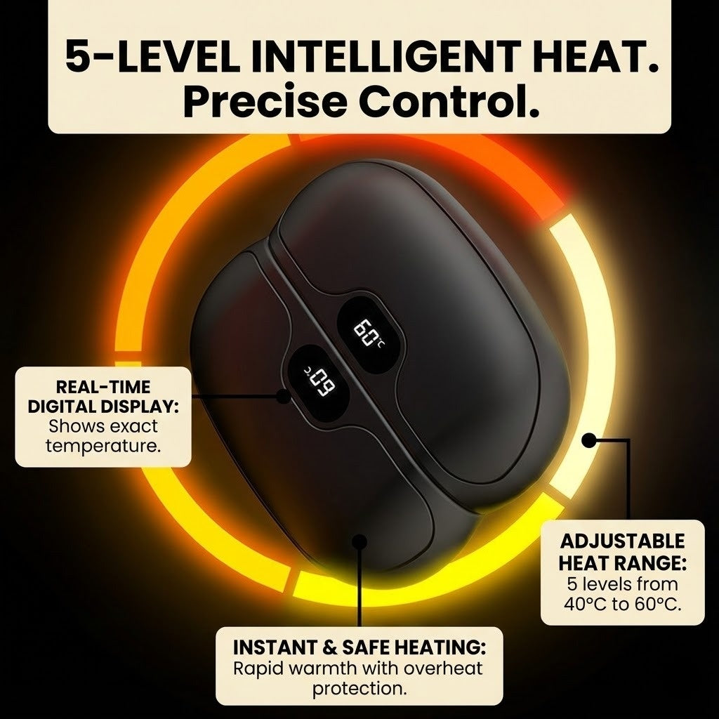 2-in-1 Magnetic Hand Warmer & Power Bank - 5000mAh Electric Heater - Split Design with Digital Display (Fast Charging)