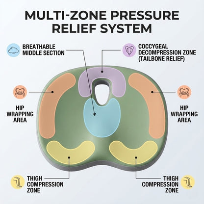 Orthopedic Memory Foam Seat Cushion - Ergonomic Butt Pillow for Sciatica, Tailbone Pain & Posture Correction (Office & Car)
