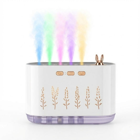 5-Nozzle Desktop Humidifier & Aromatherapy Diffuser - Ultra-Quiet Mist Maker with Rhythmic LED Lights (Relieves Dry Skin & Sinuses)