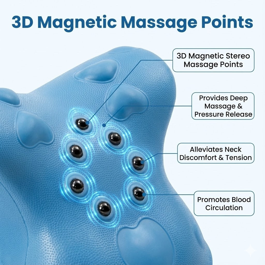 Cervical Neck Traction Device & Stretcher - Magnetic Acupressure Pillow for TMJ, Tech Neck & Shoulder Pain Relief (8 Min/Day)