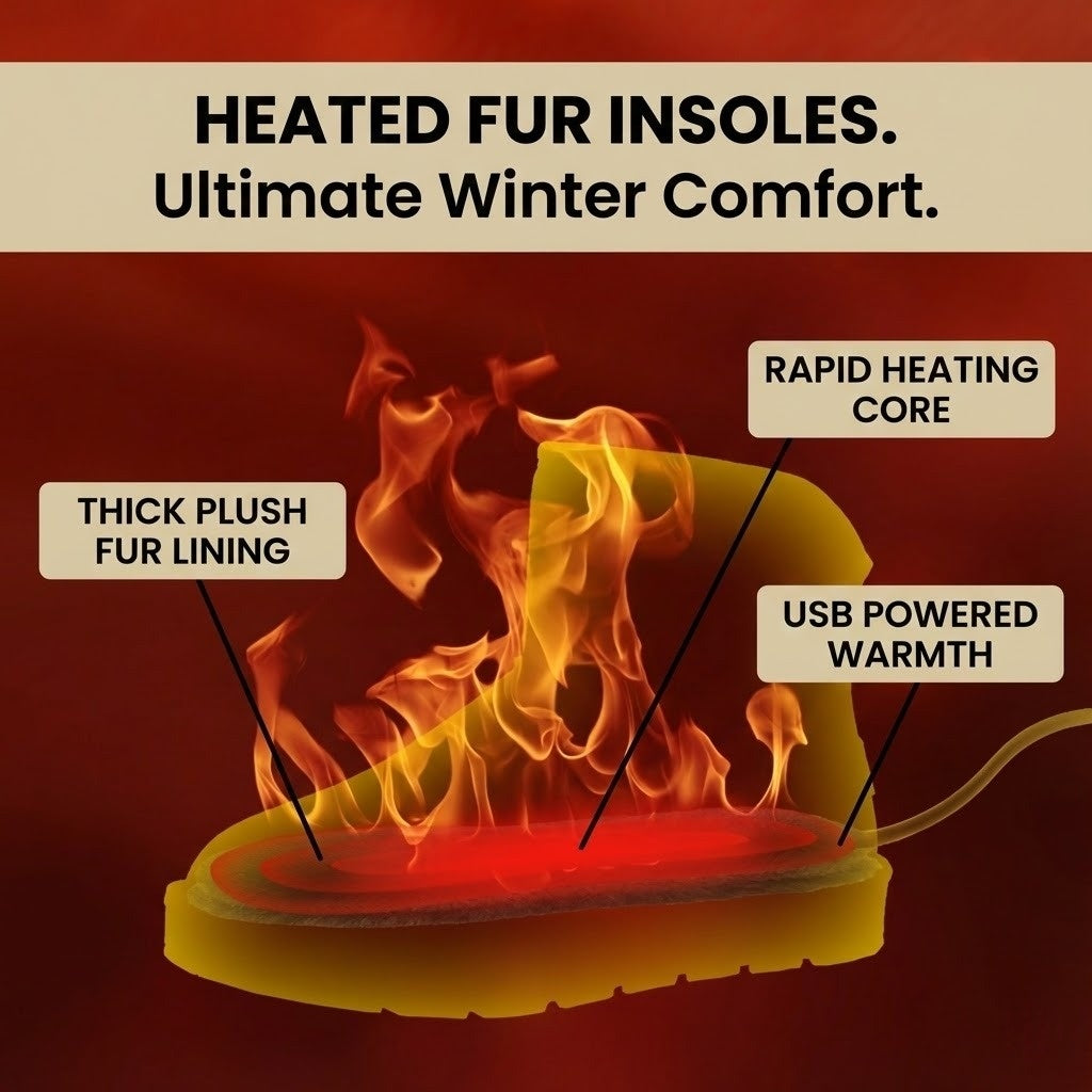 Cozy Sherpa Heated Insoles - USB Electric Foot Warmers - Fluffy Faux Fur Boot Liners