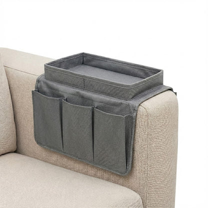 Sofa Armrest Organizer with Cup Holder Tray - Couch Caddy with 3 Remote Pockets & Large Tablet Holder (Durable Oxford Cloth)