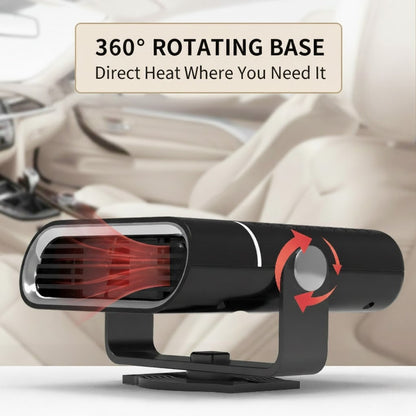 2-in-1 Portable Car Heater & Defroster - 12V Fast Heating Windshield Defogger - 360° Rotating Dashboard Fan (Heat & Cool)