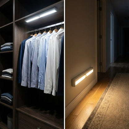 Wireless Motion Sensor LED Cabinet Light - Magnetic USB Rechargeable Night Light for Wardrobe, Kitchen & Hallway (10 LED)