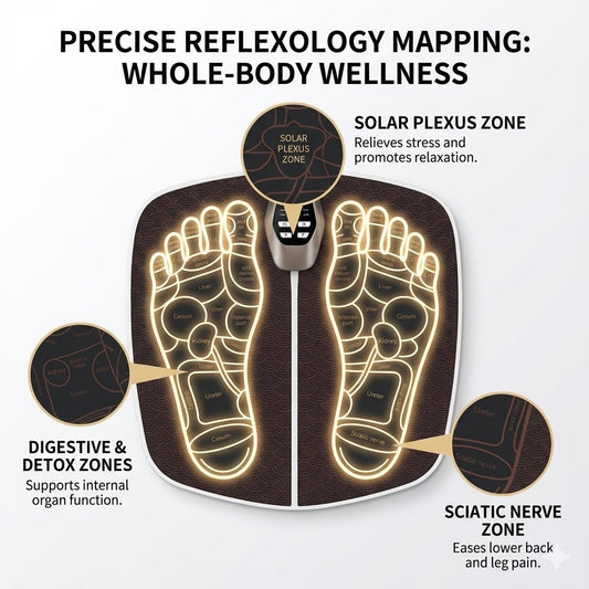 Smart EMS Foot Massager Mat with Wireless Remote - Bio-Electric Acupressure Pad for Circulation, Pain Relief & Swelling (8 Modes / 32 Intensities)