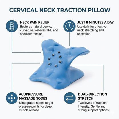 Cervical Neck Traction Device & Stretcher - Magnetic Acupressure Pillow for TMJ, Tech Neck & Shoulder Pain Relief (8 Min/Day)